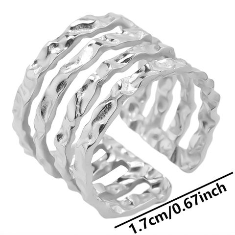 Wholesale Vintage Style Simple Style Solid Color Texture Stainless Steel Plating Open Rings