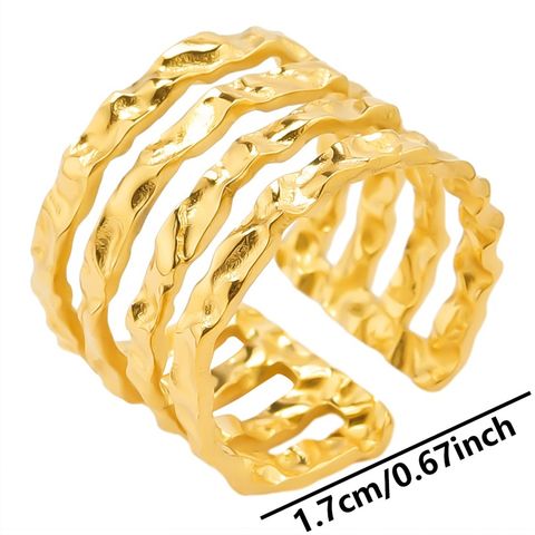Wholesale Vintage Style Simple Style Solid Color Texture Stainless Steel Plating Open Rings
