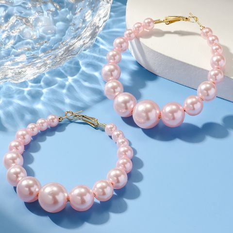 1 Pair Elegant Round Imitation Pearl Earrings