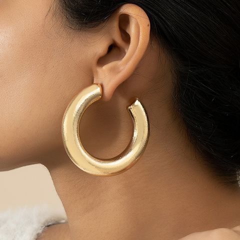 1 Pair Retro Exaggerated C Shape Plating Alloy 14k Gold Plated Ear Studs
