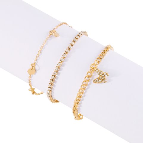 Sexy Beach Shiny Butterfly Rhinestones Alloy Iron Wholesale Anklet