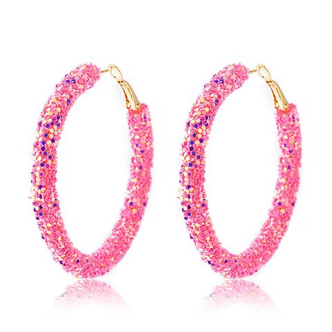 1 Pair Sweet Simple Style Colorful Sequins Plating Mixed Materials Hoop Earrings