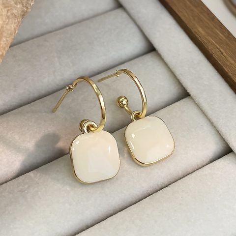 Wholesale Jewelry Simple Style Square Heart Shape Alloy Enamel Drop Earrings