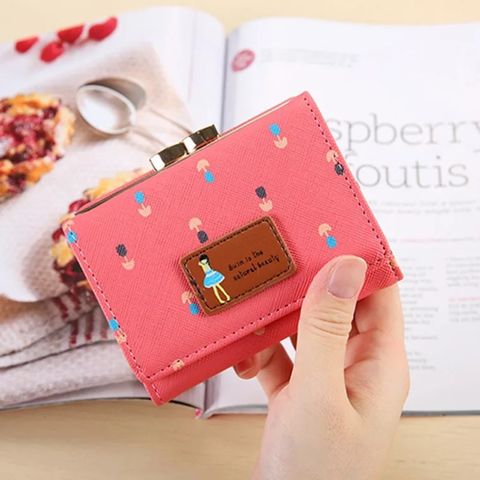 Women's Cat Solid Color Pu Leather Buckle Wallets