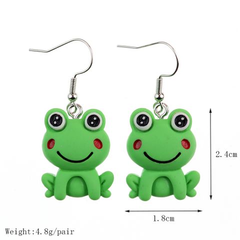 Wholesale Jewelry Cartoon Style Frog Resin Drop Earrings