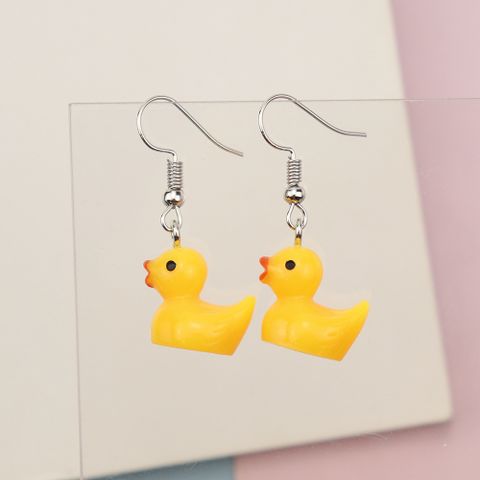 Wholesale Jewelry Cartoon Style Duck Resin Drop Earrings