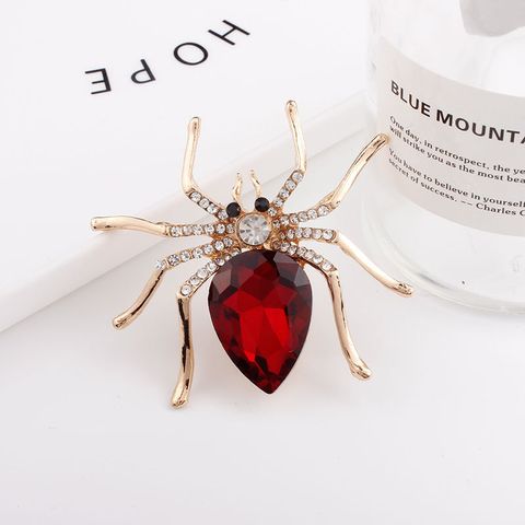 Halloween Brooch Cross-border Animal Spider Crystal Brooch Corsage Fashion Diamond-embedded Scarf Buckle Brooch Ornament Wholesale