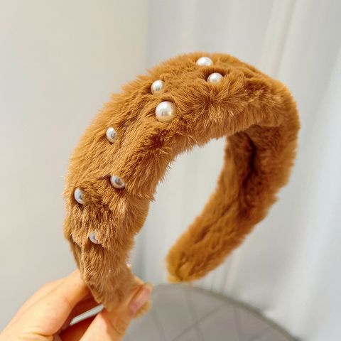 Basic Classic Style Solid Color Plush Hair Band
