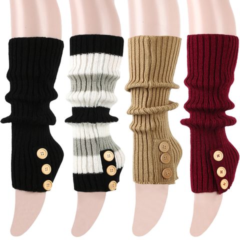Women's Japanese Style Stripe Solid Color Polyacrylonitrile Fiber Jacquard Crew Socks A Pair