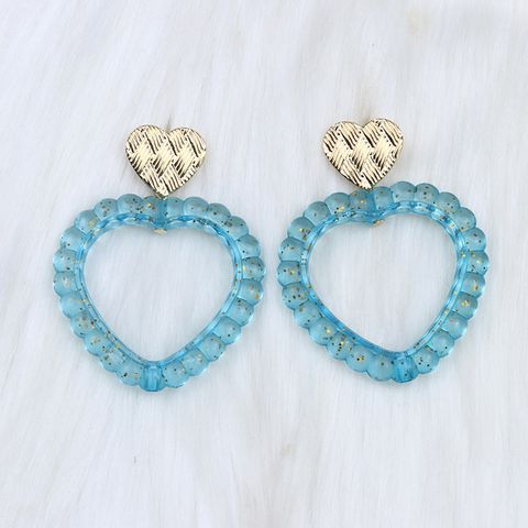 Wholesale Jewelry Simple Style Heart Shape Arylic Spray Paint Drop Earrings