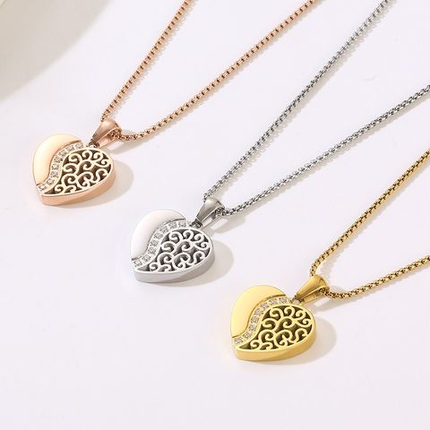 Titanium Steel 18K Gold Plated Modern Style Plating Heart Shape Pendant Necklace