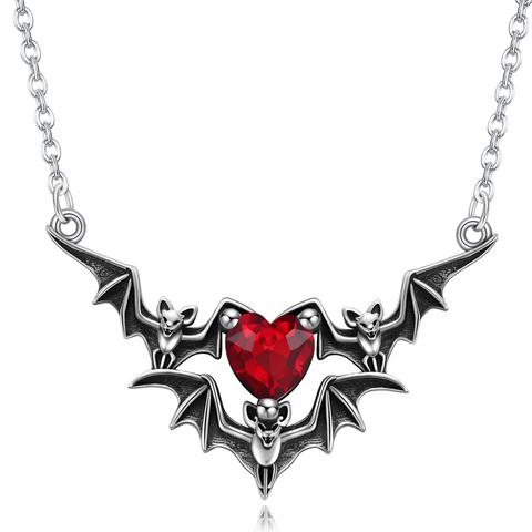 Ig Style Cool Style Heart Shape Bat Alloy Plating Inlay Rhinestones Women's Necklace