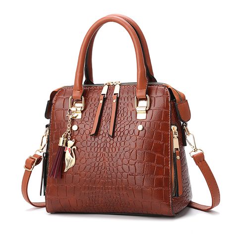 Women's Large Pu Leather Solid Color Streetwear Square Zipper Shoulder Bag Handbag Crossbody Bag