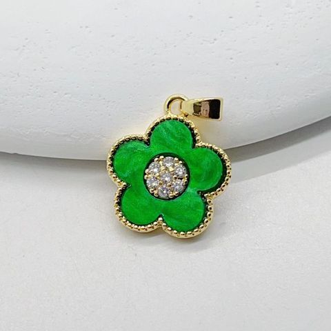 Simple Style Flower Zircon Copper Wholesale Charms Jewelry Accessories