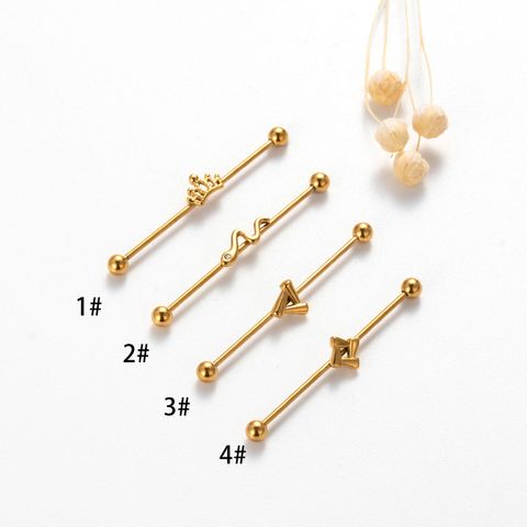 1 Piece Simple Style Crown Snake Plating 316 Stainless Steel  Ear Studs