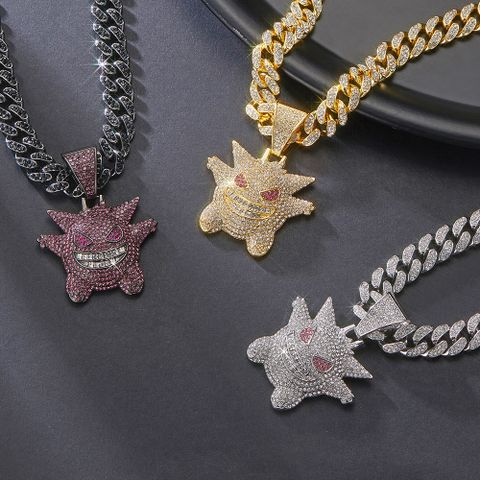 Hip-hop Exaggerated Monster Alloy Plating Inlay Rhinestones Unisex Pendant Necklace
