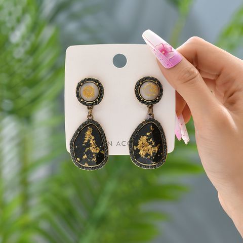 1 Pair Vintage Style Ethnic Style Oval Inlay Zinc Alloy Resin Dangling Earrings