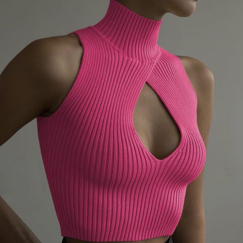 Women's Wrap Crop Top Tank Tops Ripped Fashion Solid Color