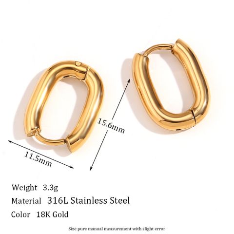1 Pair Simple Style Solid Color Plating Stainless Steel 18k Gold Plated Earrings