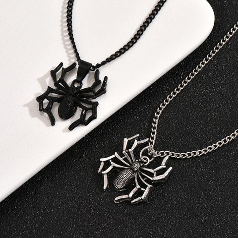 Retro Spider Alloy Stoving Varnish Plating Silver Plated Men's Pendant Necklace
