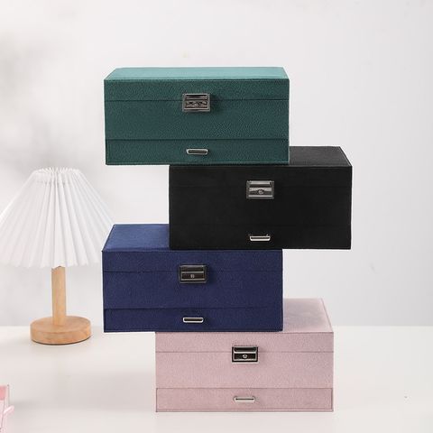 Casual Solid Color Faux Suede Jewelry Boxes