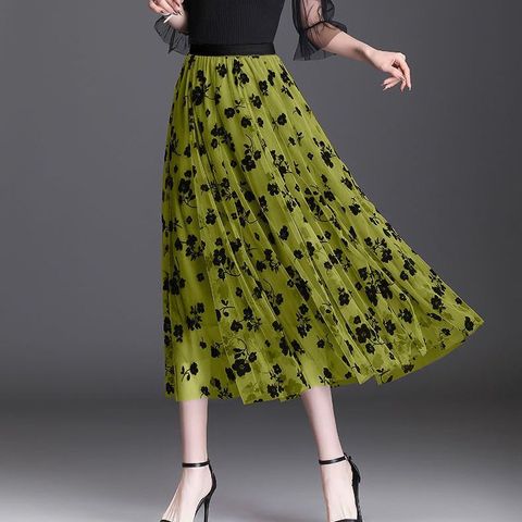 Summer Spring Fashion Flower Chiffon Maxi Long Dress Skirts