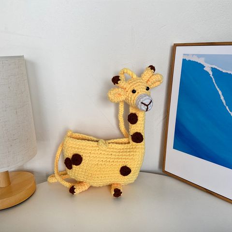 Women's Small Plush Giraffe Cute Open Crossbody Bag