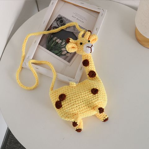Women's Small Plush Giraffe Cute Open Crossbody Bag