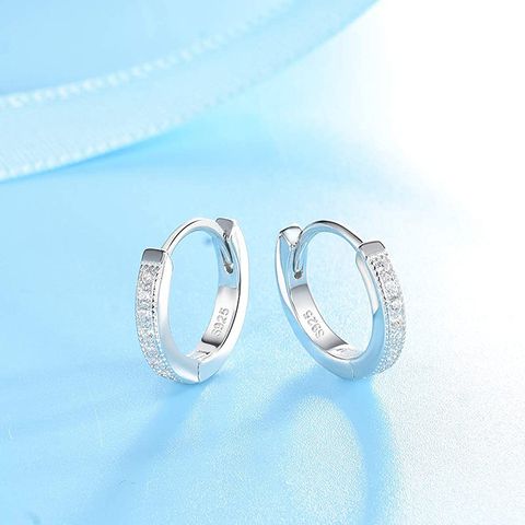 1 Pair Ig Style Simple Style Geometric Inlay Sterling Silver Zircon Earrings