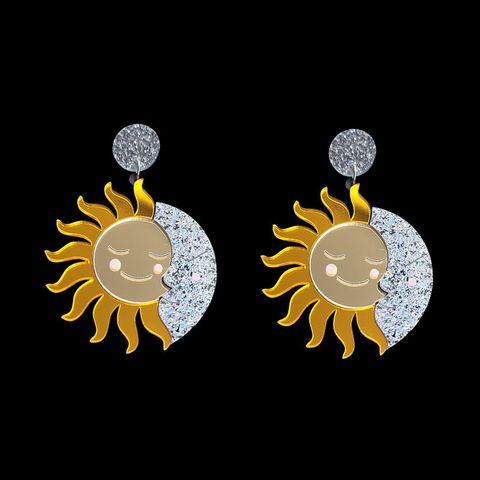 1 Pair Cartoon Style Sun Moon Arylic Drop Earrings