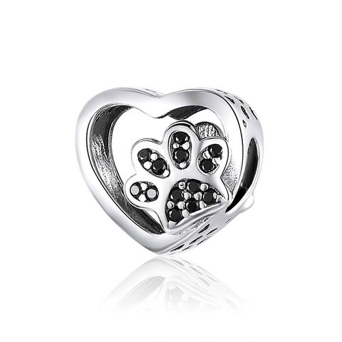 Casual Handmade Novelty Animal Paw Print Zircon Sterling Silver Wholesale Jewelry Accessories