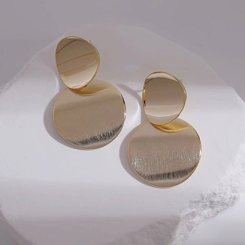 1 Pair Elegant Luxurious Round Plating Copper 24k Gold Plated Earrings
