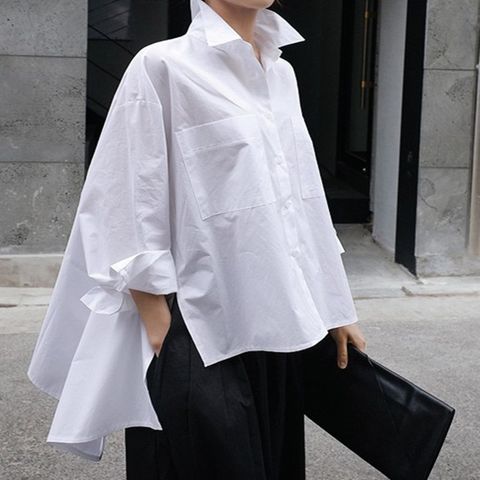 Csm2022 Cross-border Spring/summer Clothing New White Shirt Women's Korean-style Loose Oversized Long Sleeves Design Sun Protection Clothing
