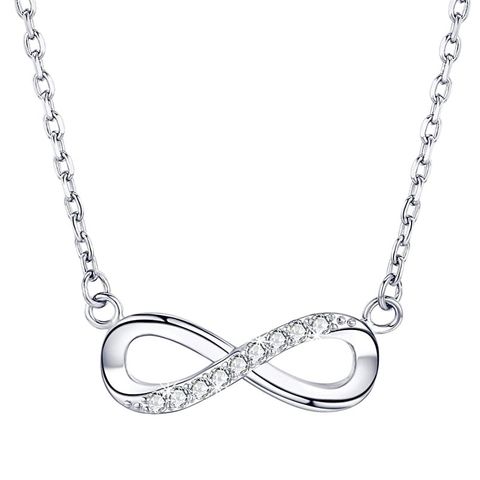 Elegant Infinity Sterling Silver Plating Inlay Zircon Necklace