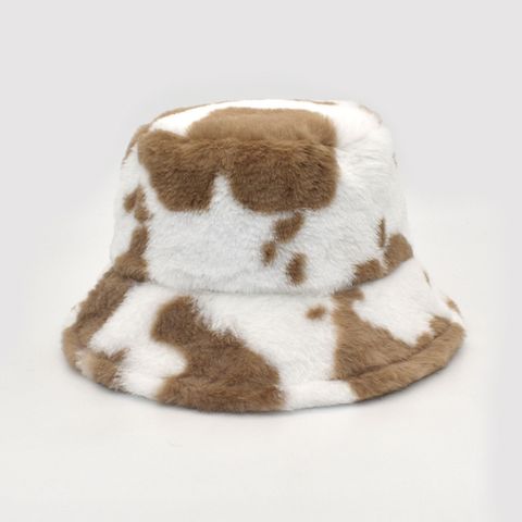 Unisex Casual Streetwear Cow Pattern Flat Eaves Bucket Hat