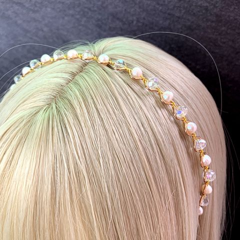 Simple Style Round Crystal Inlay Pearl Hair Band