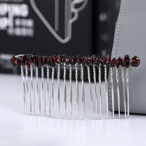 Simple Style Round Crystal Patchwork Hair Combs