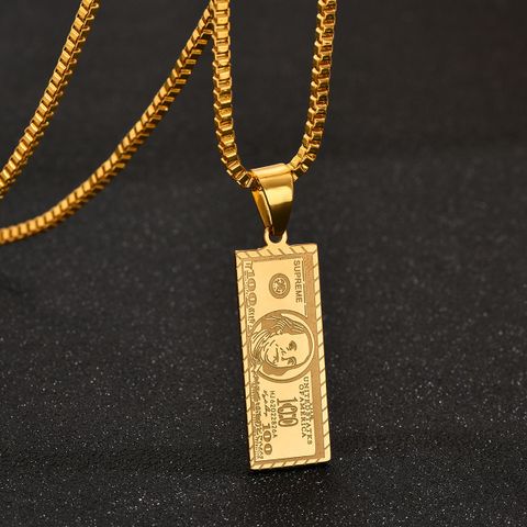 Hip-hop Dollar Titanium Steel Plating Men's Pendant Necklace Long Necklace