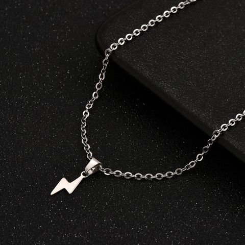 Simple Style Lightning Titanium Steel Plating Unisex Pendant Necklace Long Necklace