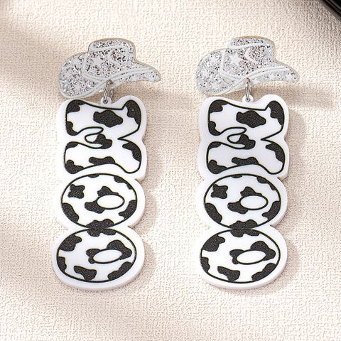1 Pair Cowboy Style Letter Plating Arylic Alloy Drop Earrings