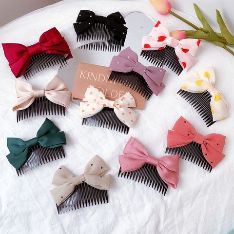 Sweet Bow Knot Arylic Cloth Insert Comb