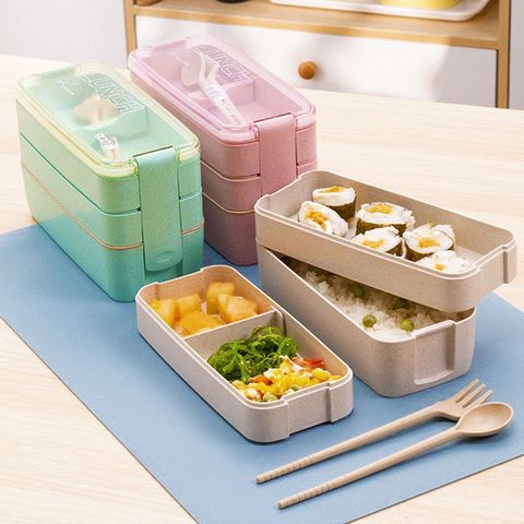 Casual Solid Color Plastic Lunch Box
