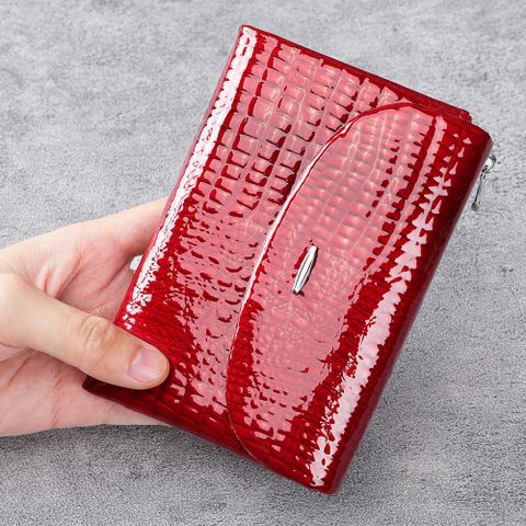 Women's Solid Color Leather Flip Cover Wallets