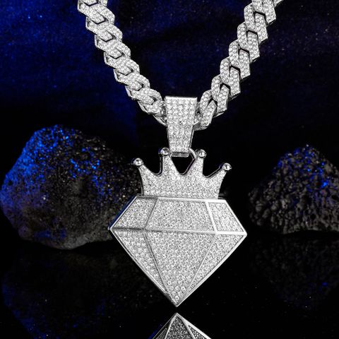 Hip Hop Exagerado Rock Corona Músculo Mueca Aleación Embutido Diamantes De Imitación Unisexo Collar Colgante