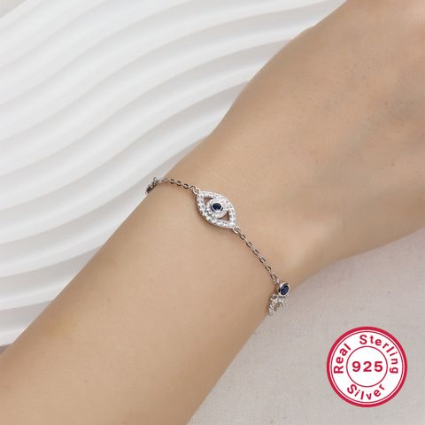 Simple Style Classic Style Devil's Eye Sterling Silver Plating Inlay Zircon 18k Gold Plated White Gold Plated Bracelets