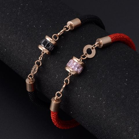 Wholesale Jewelry Streetwear Geometric Rope Titanium Steel Rhinestones 18K Gold Plated Bracelets