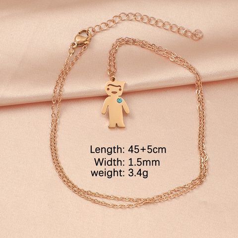 Stainless Steel 18K Gold Plated Cartoon Style Basic Streetwear Plating Inlay Geometric Zircon Pendant Necklace