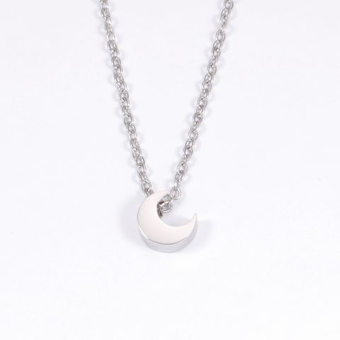 Titanium Steel 18K Gold Plated Basic Simple Style Moon None Pendant Necklace