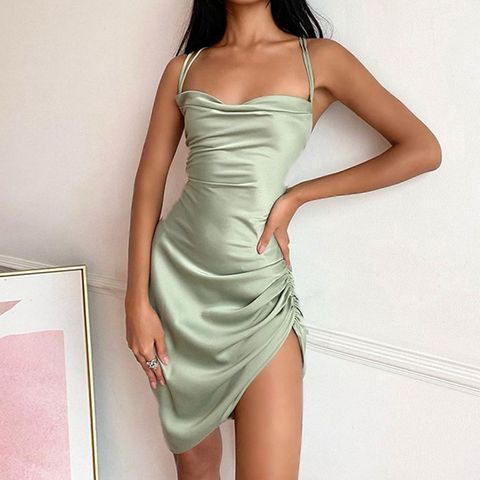 Women's Strap Dress Elegant Sexy Sleeveless Solid Color Above Knee Banquet Party