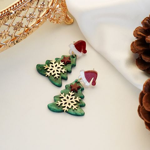1 Pair Christmas Tree Arylic Drop Earrings